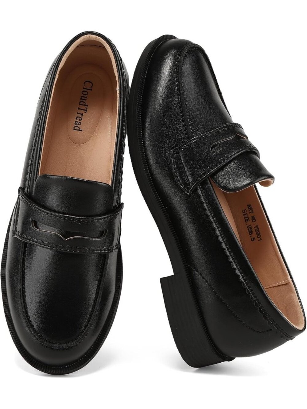 Women's Black Leather Comfortable Lightweight Moccasins Loafers & Slip-Ons Shoes